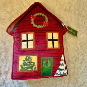 Hallmark Holiday Red Cabin House Christmas Decorative Pillow Plush